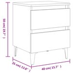 vidaXL Tables de chevet pieds en métal 2 Pièces Chêne fumé 40x35x50 cm