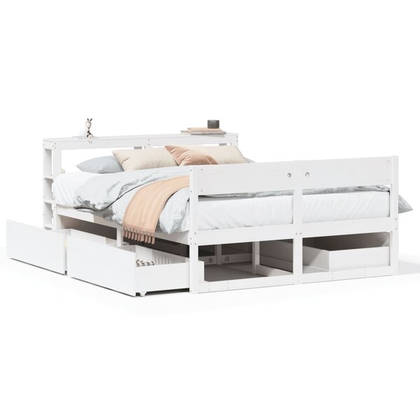 vidaXL Cadre de lit sans matelas blanc 135x190 cm bois de pin massif