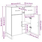 vidaXL Buffet Chêne artisanal 69 5 x 34 x 90 cm Bois d'ingénierie