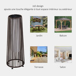 Lampadaire LED de jardin style colonial dim. Ø 21 5 x 61H cm résine tressée filaire chocolat