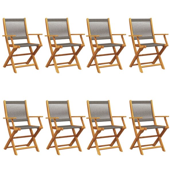 vidaXL Chaises de jardin pliables lot de 8 gris bois d'acacia massif