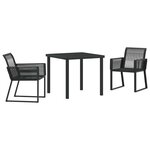 vidaXL Ensemble de salle à manger pour jardin 3 Pièces Noir Poly rotin