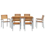 vidaXL Ensemble de salle à manger pour jardin 7 Pièces Gris et marron