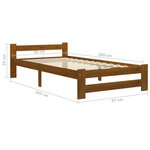 vidaXL Cadre de lit Marron miel Bois de pin massif 90x200 cm