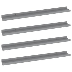 vidaXL Étagères murales 4 Pièces Gris 80x9x3 cm