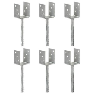 vidaXL Piquets de clôture 6 Pièces Argenté 8x6x30 cm Acier galvanisé