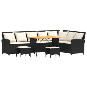 vidaXL Salon de jardin 4 Pièces avec coussins forme L noir résine tressée