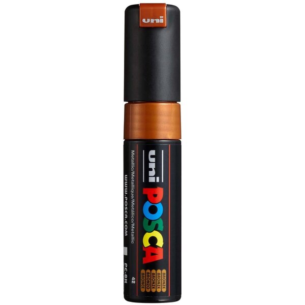 Marqueur pointe large biseautée pc8k 8mm bronze x 6 POSCA