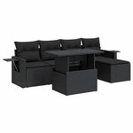 vidaXL Salon de jardin 6 Pièces avec coussins noir résine tressée