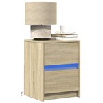 vidaXL Armoires de chevet et lumières LED 2 Pièces chêne sonoma