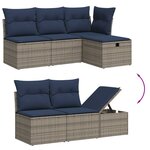 vidaXL Salon de jardin 6 Pièces avec coussins gris résine tressée