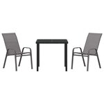 vidaXL Ensemble de salle à manger pour jardin 3 Pièces Gris et Noir