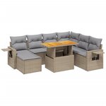vidaXL Salon de jardin avec coussins 8 Pièces beige résine tressée