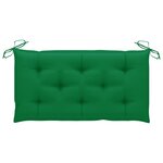 vidaXL Banc de jardin avec coussin vert 112 cm Bois de teck massif