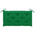 vidaXL Banc de jardin avec coussin vert 112 cm Bois de teck massif