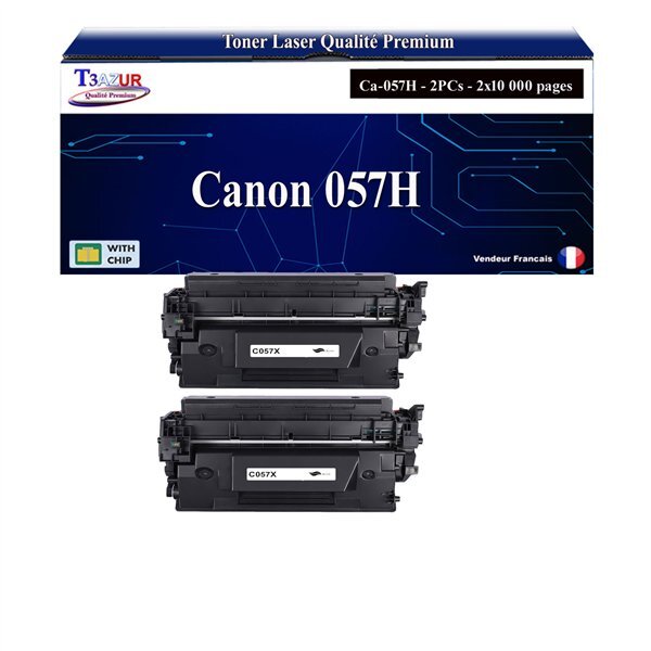 T3AZUR -2x Toners compatibles avec Canon 057H (3010C002/3010C004) pour Canon MF443dw  MF445dw  MF446x  MF449x  MF453dw  MF455dw Noir