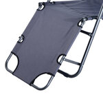 Chaise longue pliable bain de soleil transat de relaxation dossier inclinable avec repose-pied polyester oxford gris