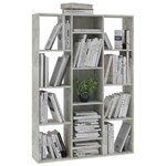 vidaXL Séparateur de pièce/Bibliothèque Gris béton Bois d’ingénierie