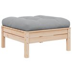 vidaXL Canapé 2 places de jardin et coussins gris Bois de pin solide