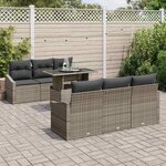 vidaXL Ensemble de canapé de jardin avec stockage 7 Pièces Gris polyrotin