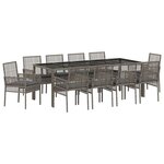 vidaXL Ensemble de salle à manger pour jardin 11 Pièces Gris polyrotin