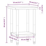vidaXL Table de travail de cuisine 55x55x85 cm acier inoxydable