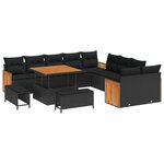 vidaXL Ensemble de canapé de jardin avec coussin 13 Pièces Noir