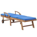vidaXL Chaises longues avec coussins 2 Pièces Bois de teck solide Bleu