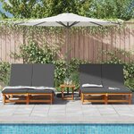 vidaXL Transat Marron 125 x 200 x 84 cm Bois d'Acacia Massif
