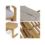 Salon de jardin en bois d'acacia FSC - 5 personnes avec coussins gris perle LEVATA