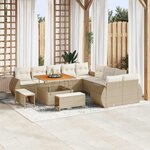 vidaXL Ensemble de canapé de jardin 13 Pièces Beige polyrotin