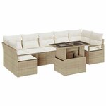 vidaXL Ensemble de canapé de jardin 8 Pièces Beige Poly rotin