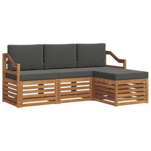 vidaXL Ensemble de canapés d'extérieur 4 Pièces Naturel et Anthracite