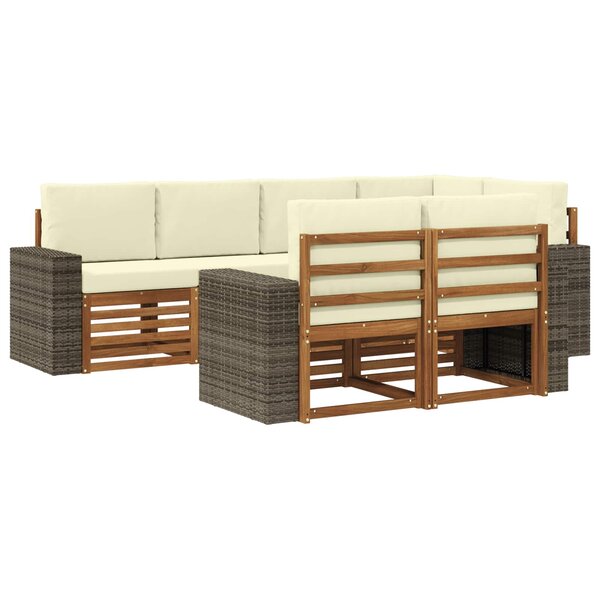 vidaXL Ensemble de canapés d'extérieur 7 pc Naturel et Crème Polyester