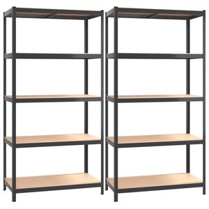 vidaXL Étagères à 5 niveaux 2Pièces Anthracite Acier et bois d'ingénierie
