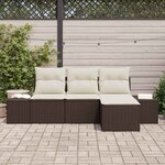 vidaXL Ensemble de canapé de jardin 4 Pièces Marron polyrotin