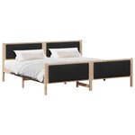 vidaXL Cadre de lit Marron et noir 200 x 200 cm Bois massif en pin