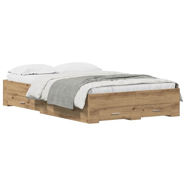 vidaXL Cadre de lit Chêne artisanal 120 x 190 cm Bois d'ingénierie