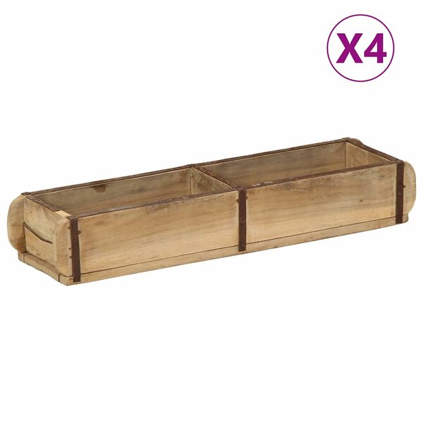 vidaXL Plateau 4 Pièces Marron 57 x 15 x 9 cm Bois Recyclé Solide