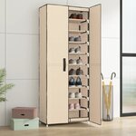vidaXL Armoire à chaussures Crème 60x30x166 cm Tissu