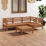 vidaXL Salon de jardin 5 Pièces Bois de pin massif Marron miel