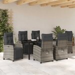 vidaXL Ensemble de salle à manger pour jardin 7 Pièces Gris polyrotin