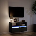 vidaXL Meuble TV mural avec lumières LED noir 80x31x45 cm