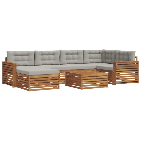 vidaXL Ensemble de canapés d'extérieur 7 pc Gris Naturel et Clair
