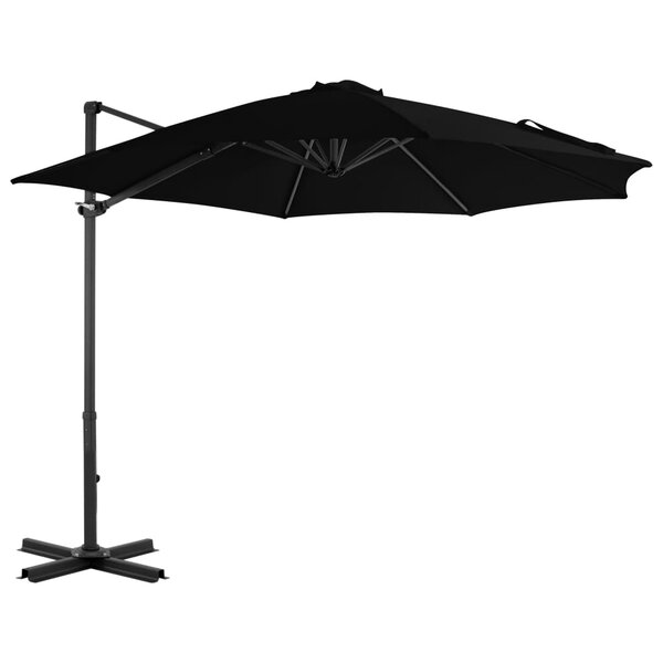 vidaXL Parasol de jardin en porte-à-faux avec mât en aluminium noir