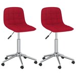 vidaXL Chaises pivotantes à manger lot de 2 rouge bordeaux tissu