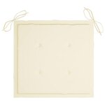 vidaXL Chaises de jardin et coussins crème lot de 4 Bois teck massif