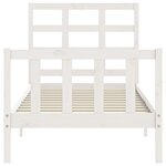vidaXL Cadre de lit et tête de lit blanc 100x200 cm bois massif