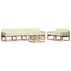 vidaXL Ensemble de canapés d'extérieur 7 pc Blanc et crème