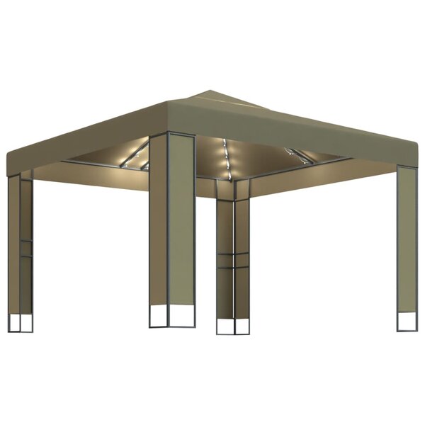 vidaXL Tonnelle avec double toit et lumières LED 3x3x2 7 m Taupe